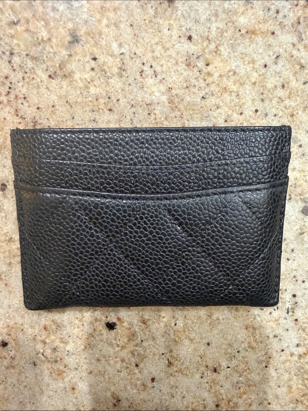 CHANEL Black Quilted Caviar Leather Card Holder with Gold CC - Picture 3 of 6